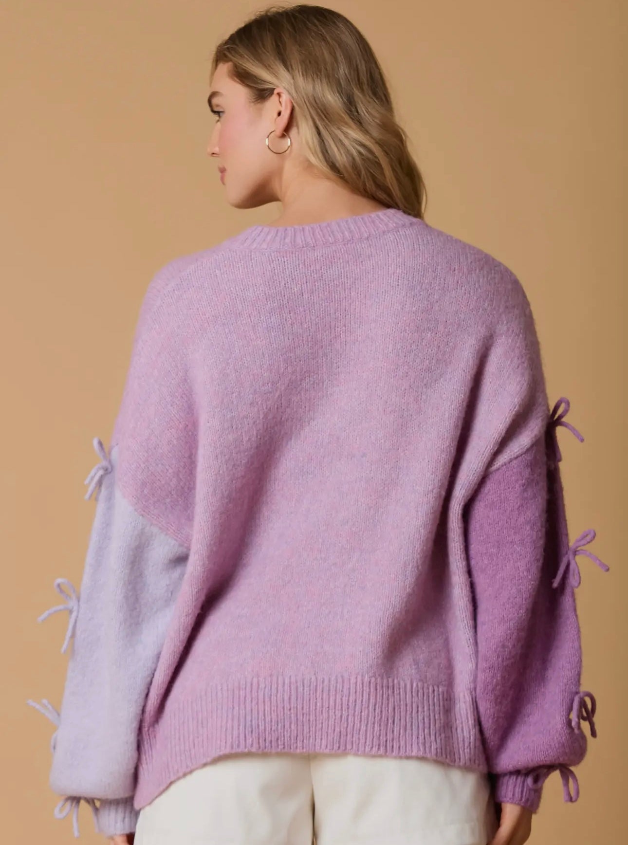 Colorblock-Pullover mit kleinen Schleifen