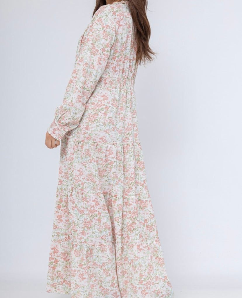 Long floral dress with elasticated waistband