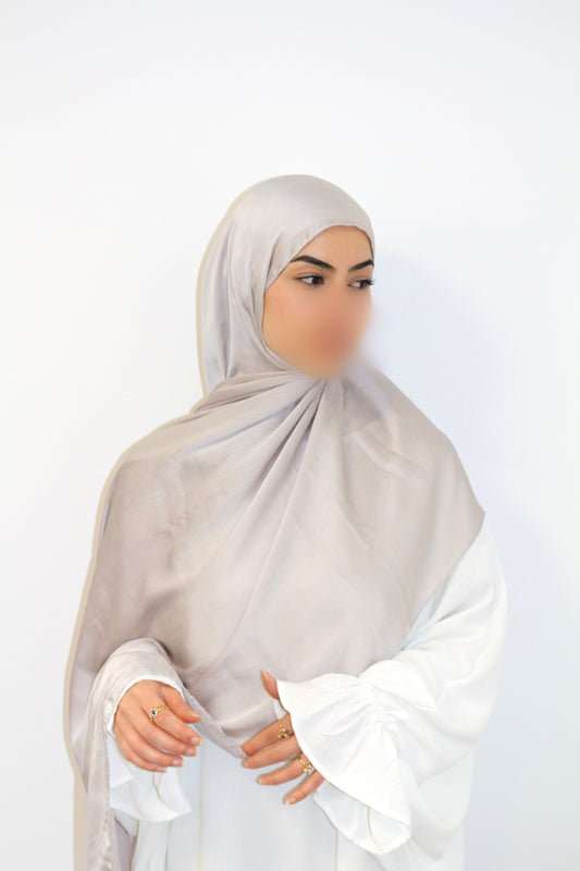 Satin Hijab - Silber