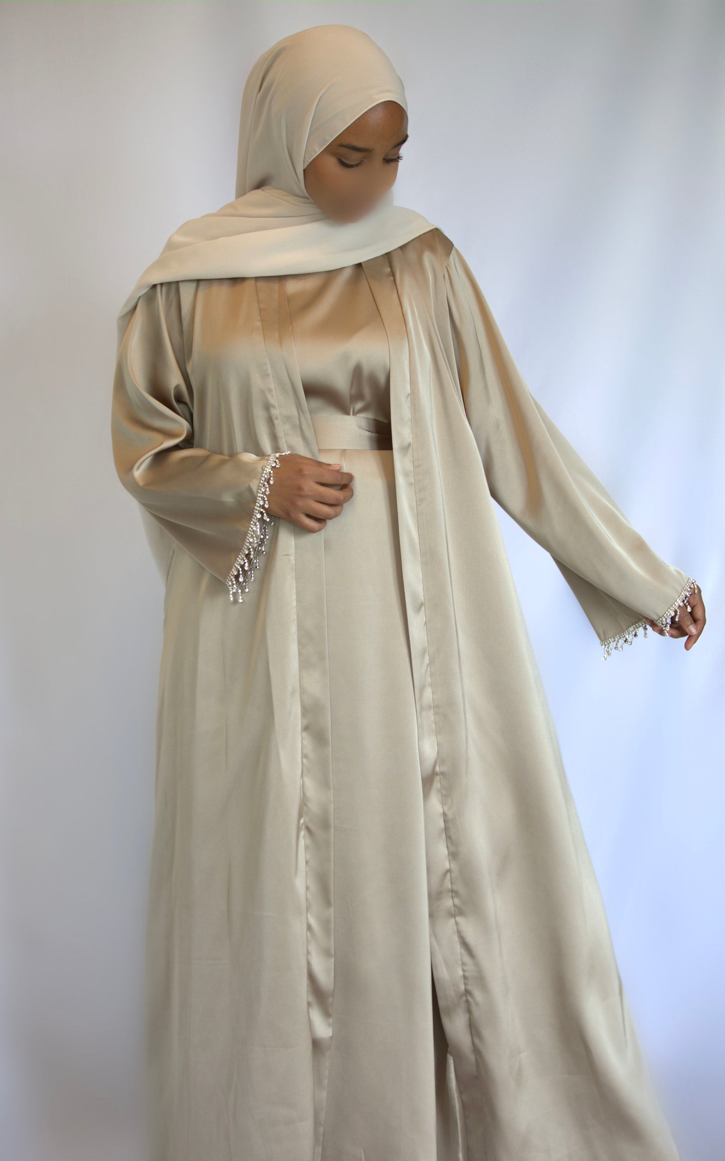 Abaya Diamant 3-pièces - Beige