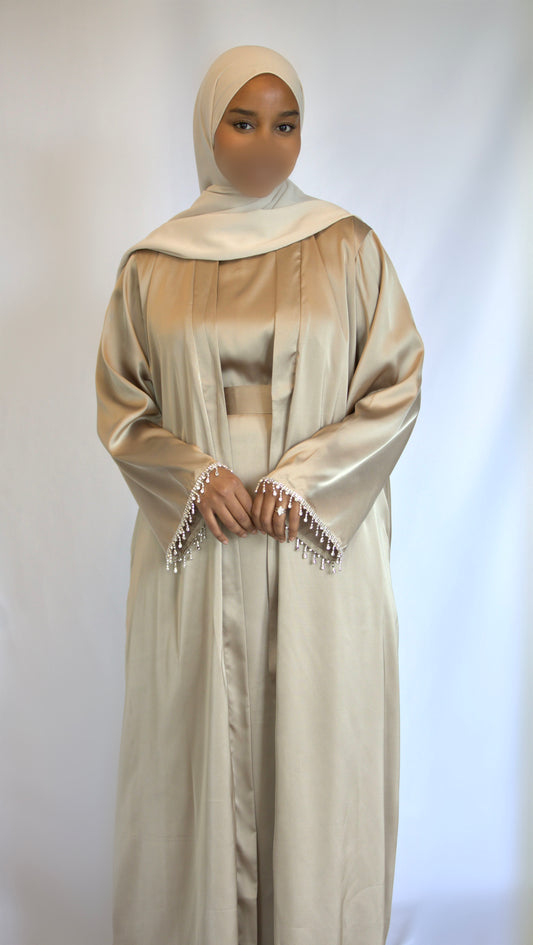 Abaya Diamant 3-teilig - Beige