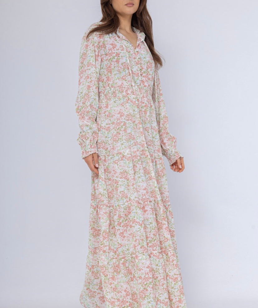 Long floral dress with elasticated waistband